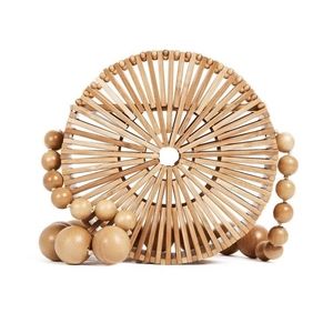 Round bamboo wooden slats bag